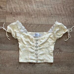 Women's Butter Yellow Lace-Up Top